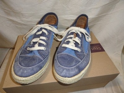 WOMENS CLARKS AZELLA PROSPER FLAT LACE UP SNEAKERS CANVAS SIZE 8 1/2 M BLUE