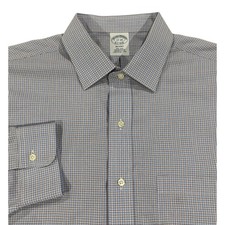 Brooks Brothers Regent Dress Shirt Mens 17-34 Non-Iron Supima Cotton Blue Check
