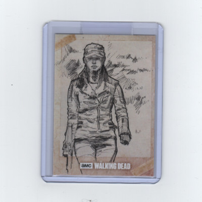 WALKING DEAD EVOLUTION ROSITA ESPINOSA SKETCH CARD BY ARTIST DYLAN RILEY   1/1!
