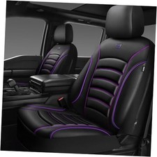 3D Foam PU Leather Car Seat Covers, Universal Two Front Black Purple Front