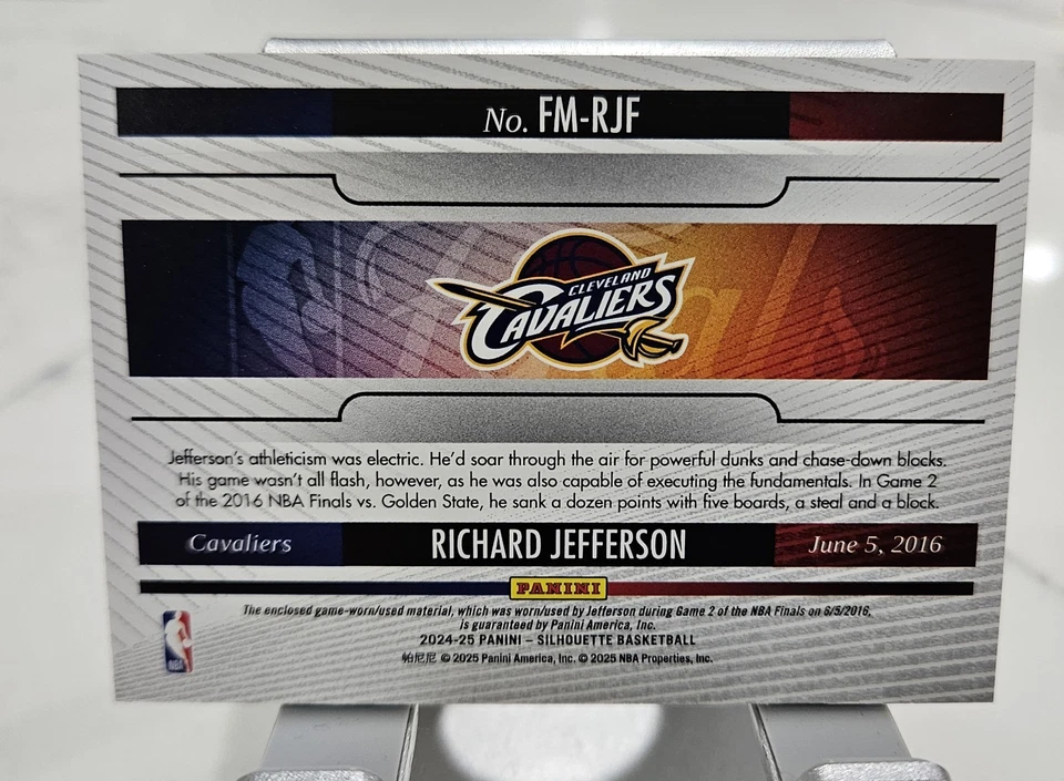 Сувениры финала НБА 2024-25 Panini силуэт Ричард Джефферсон Кавальерс  - Изображение 2 из 2