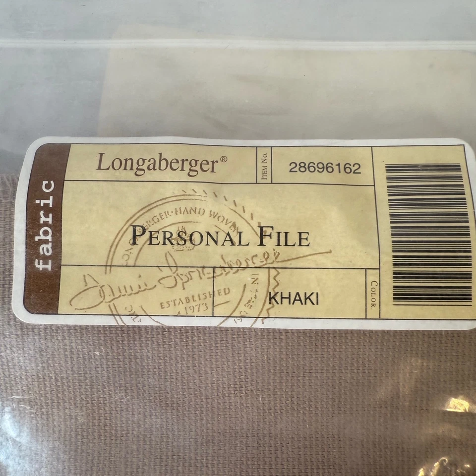Longaberger Khaki Personal File Fabric Basket Liner New Vintage Minimalist 85-11 - Image 2 of 4