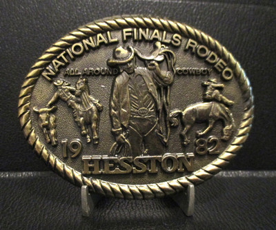 Hesston NFR Rodeo Finals All Around Cowboy Collector Belt Buckle 1982 8th Ed OK