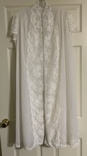 Vtg Unbranded Bridal Peignoir Set White Nylon Lace Double Chiffon Size Small
