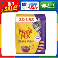 Meow Mix Original Choice Dry Cat Food Chicken Turkey Salmon 30 Lb Bag