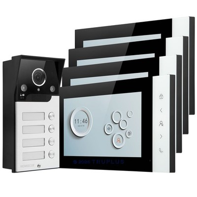 HOMSECUR 4-Flach Video Türklingel Gegensprechanlage mit 7'' Monitor & Auto-Aufnahme