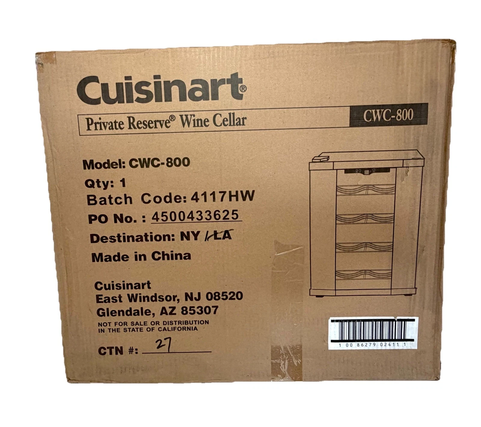 Cuisinart Wine Fridge 8-Bottle Private Reserve Wine Cellar, Silver - CWC-800 NEW
Opens in a new wind