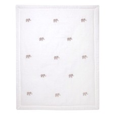Lambs  Ivy Signature Elephant Creamy White Linen Embroidered Baby Crib Quilt