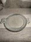 Vintage Jeanette Glass Co. National Clear Hobnail 8" Round 2 Handle Tray