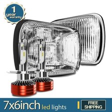 Pair 5x7 7x6 H6054 LED Light Housing Offroad Fog Lights DRL w/Bulbs