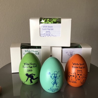 White House 2006 2007 2008 Easter Egg Roll Blue Green George W Bush Laura Signed