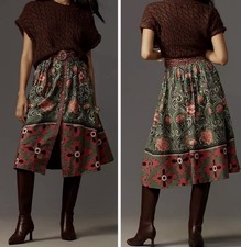 NWT Farm Rio Arabesque Buttons Midi Skirt, Size XS/S