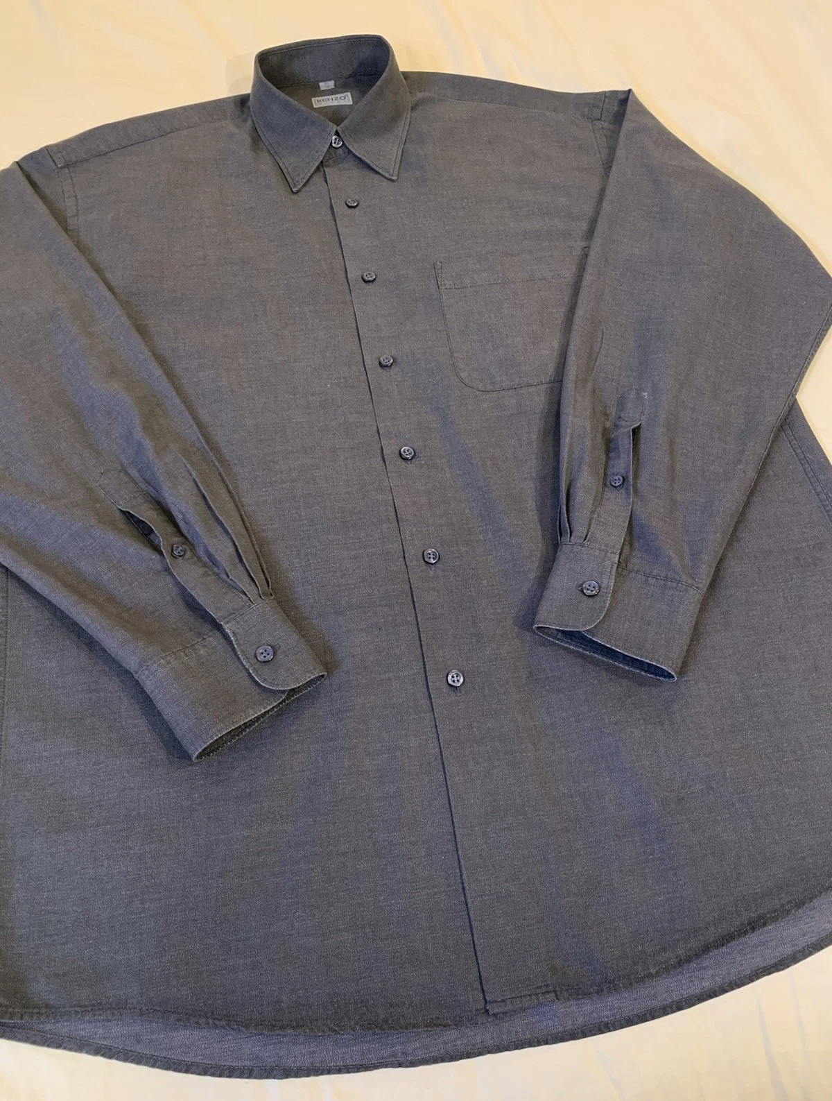 Kenzo Homme Camicia con colletto a bottoni nascosto Uomo collo 16 taglia 41 Blu