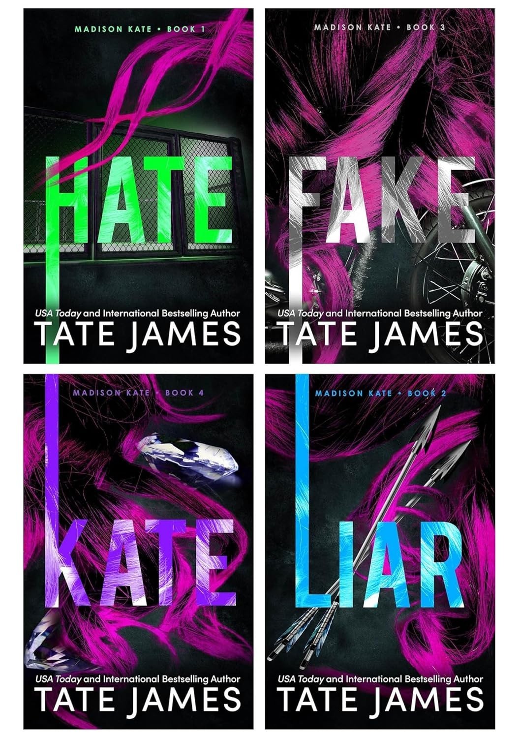 Madison Kate Series 4 Books Collection Set by Tate James Hate, Liar, Fake, Kate