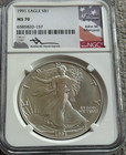 1991 American Silver Eagle $1 NGC MS70 RARE John Mercanti Label
