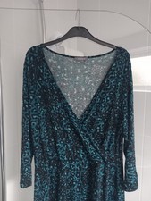 Dress long sleev Size 18 Teal jade green black animal print principles 18 ex con