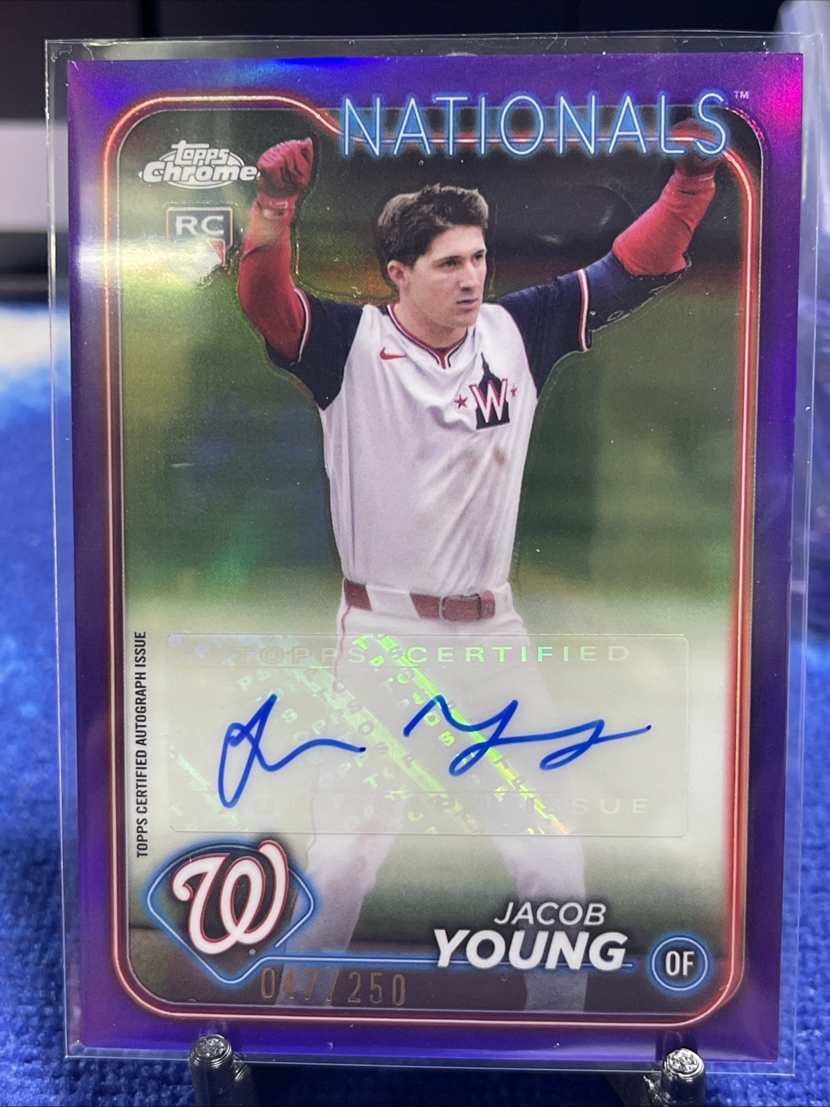 2024 Topps Chrome Update Jacob Young RC Purple Refractor Auto /250