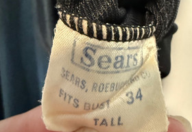 Vintage Sears Black Full Dress Slip Size 34 Tall Adjustable Straps