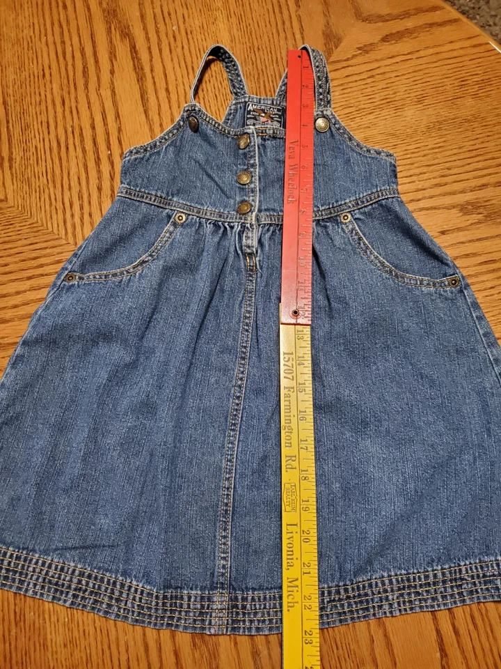 Vestido tipo jersey vaquero azul con bolsillos talla 5 American Living para niñas BONITO Foto 3 de 4