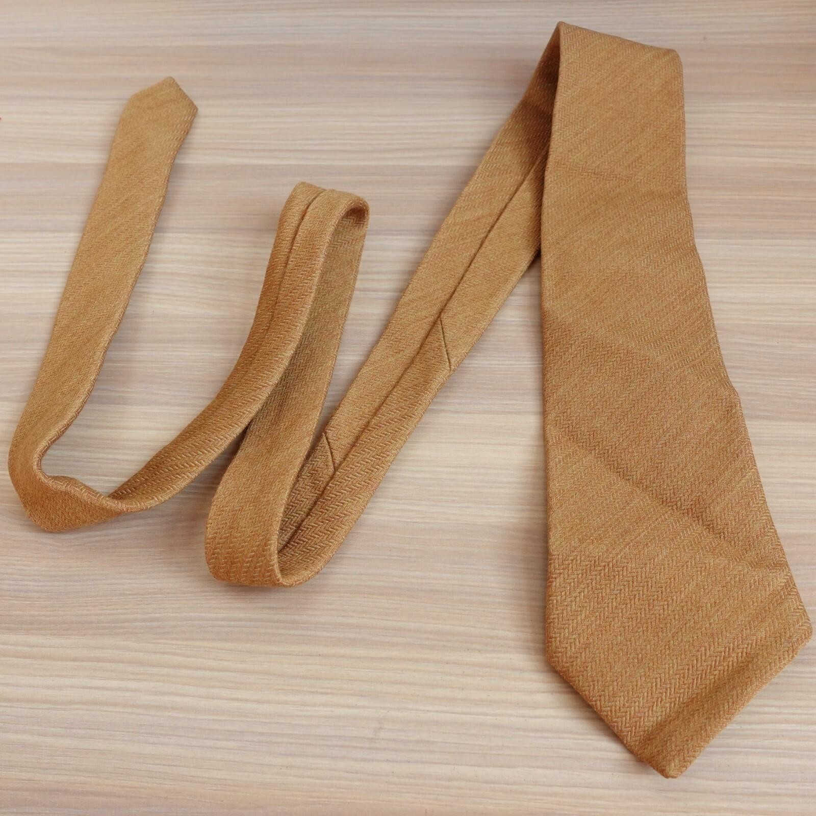 Men Neck Tie Brown Solid Wool Silk Simple Suit Dr… - image 4