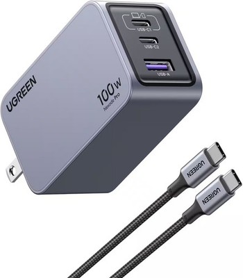 UGREEN - Nexoede Pro 100W USB-C Charger Set, PPS 3-Port Compact Foldable GaN ...