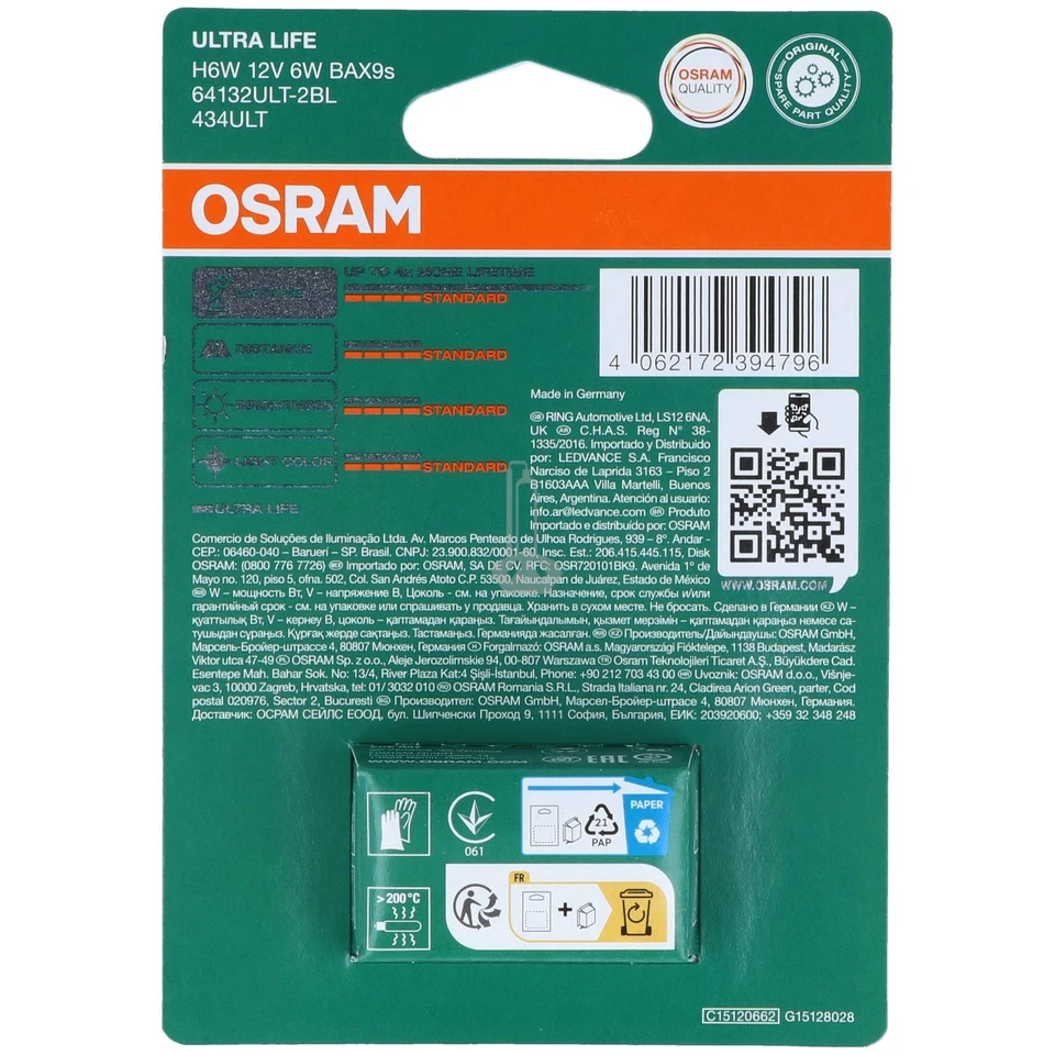 H6W OSRAM Ultra Life - 3x längere Lebensdauer - Scheinwerfer Lampe DUO-Pack NEU - Bild 2 von 2