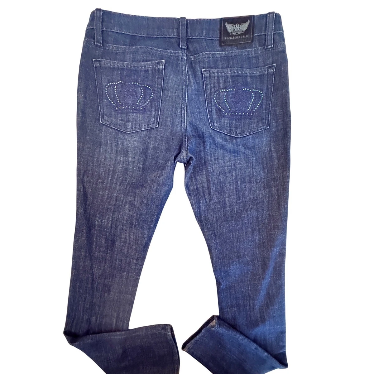 80 NWT Rock & Republic Boot Cut Kasandra Roxy Denim Low Rise Jeans