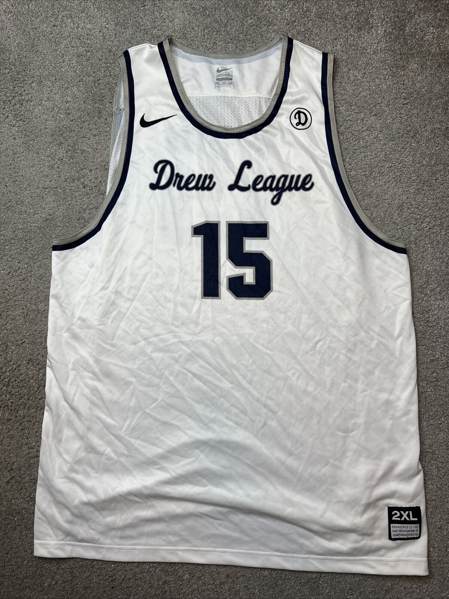 Nike Drew League Jersey 15 White LA Pro Am Summer Rare Men Sz XXL 