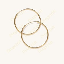 Designer Inspired Real 18K Yellow Gold Filled 16mm Claspless Small Hoop Earrings