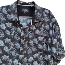 Nat Nast Palm Fronds Hawaiian Camp Bowling Shirt Silk Blend 40s Retro Vibe