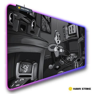 LED Mauspad XXL Gaming | Cartoon Retro Mousepad 90 x 40 cm | HAWK STRIKE