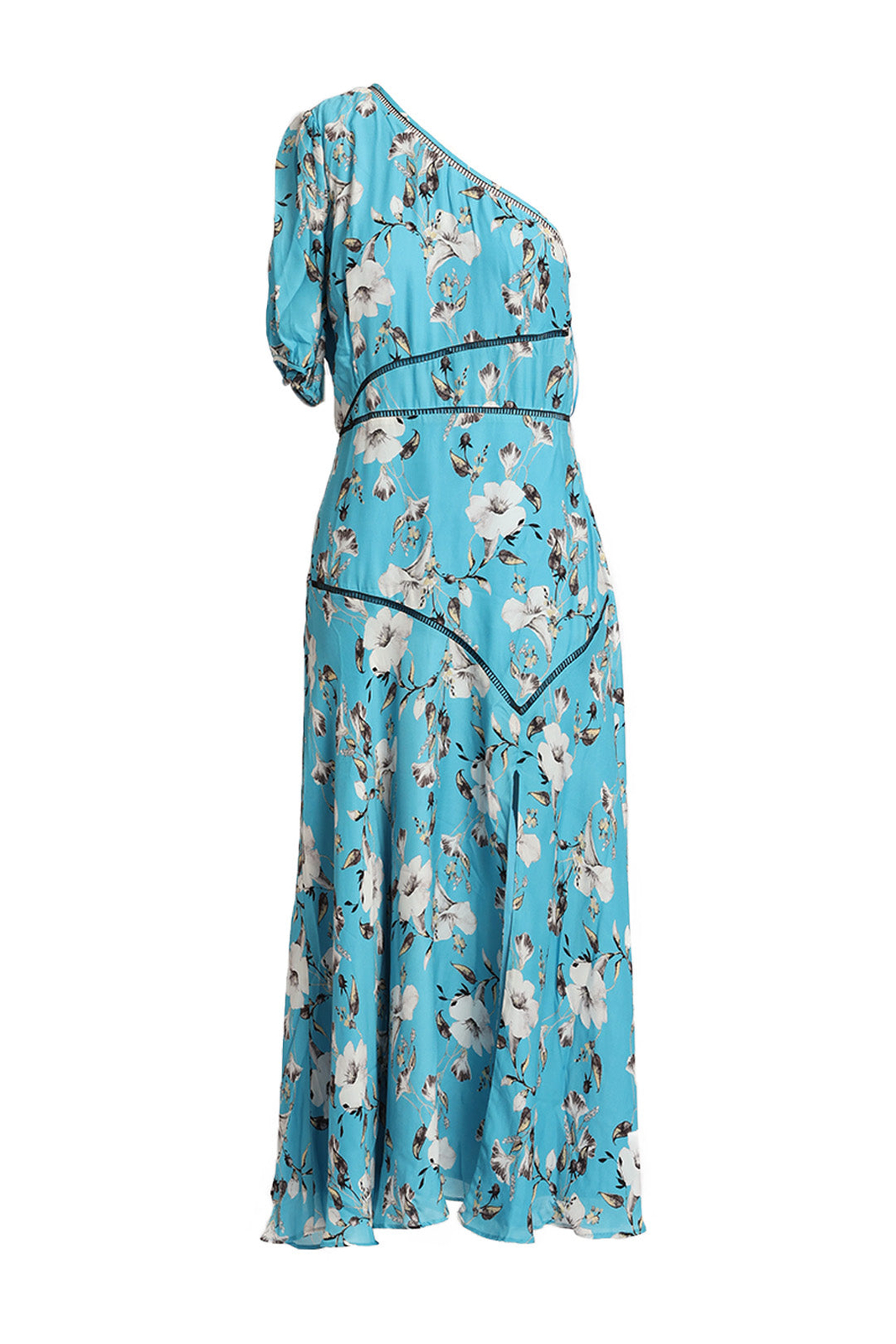 Talulah Cannes Midi Dress Blue One Shoulder Floral Size 10 | eBay