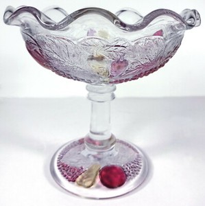 超貴重！1900年代～アメリカアンティーク パープル紫色ガラス ケーキ