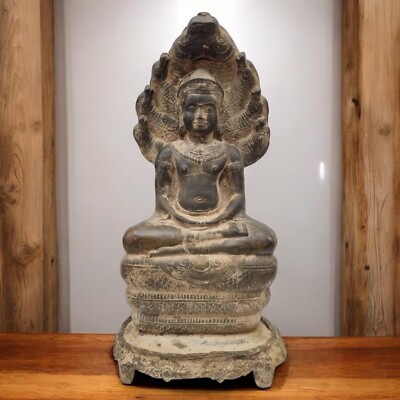 Buddha Figur Bronze Naga Muchalinda Khmer Thailand Samstags-Buddha 39cm Deko