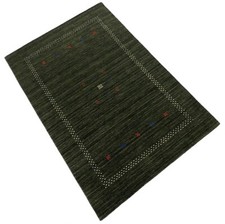 Tapis 100% Laine Gris Noir Lori Tissé À La Main 125x185 Cm Tapis Oriental S120
