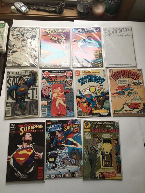 Mixed Comic Lot of 11 Superman, Super boy, Action Comic, Silver Surfer Comic Lot