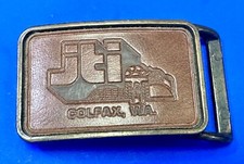 JPI Company Farm Insuriance Co Colfax Washington Vintage Leather Belt Buckle