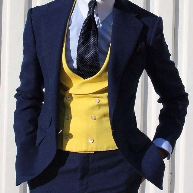 Navy blue suit hotsell with yellow shirt