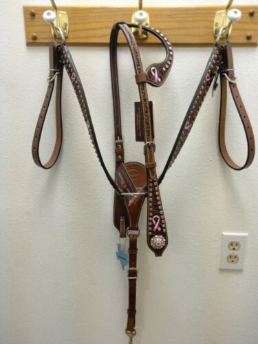Breast Cancer Awareness One Ear Bridle And Breast collar Set.Bar H Brand NWT