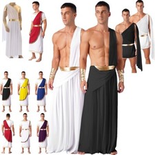 UK Mens Ancient Greek God Cosplay Costume Roman Mr. Toga Caesar Dress Up Party