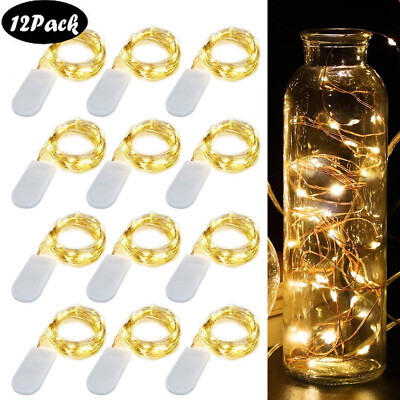 12 Packs 6.6ft 20 LEDs Battery Operated Mini LED Copper Wire String Fairy Lights