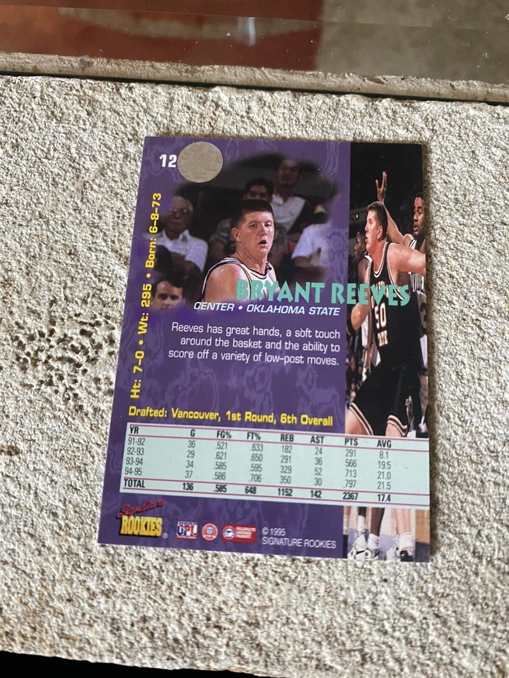 1995 Classic Superior Pix автограф Брайант Ривз Ванкувер Grizzlies /5000 - Изображение 4 из 4