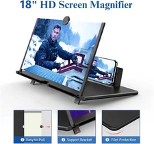 Cell Phone Screen Magnifier 18" 3D HD Projector Magnifying Enlarger for Movies