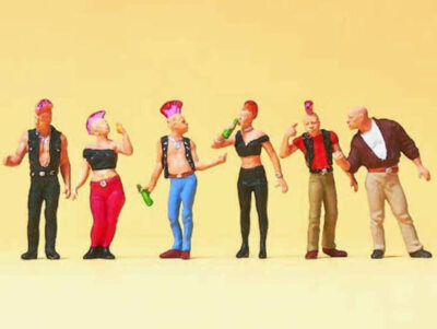 Preiser 10473 Punker Figuren Set - 6 Miniatur-Figuren Für H0 Modelleisenbahn