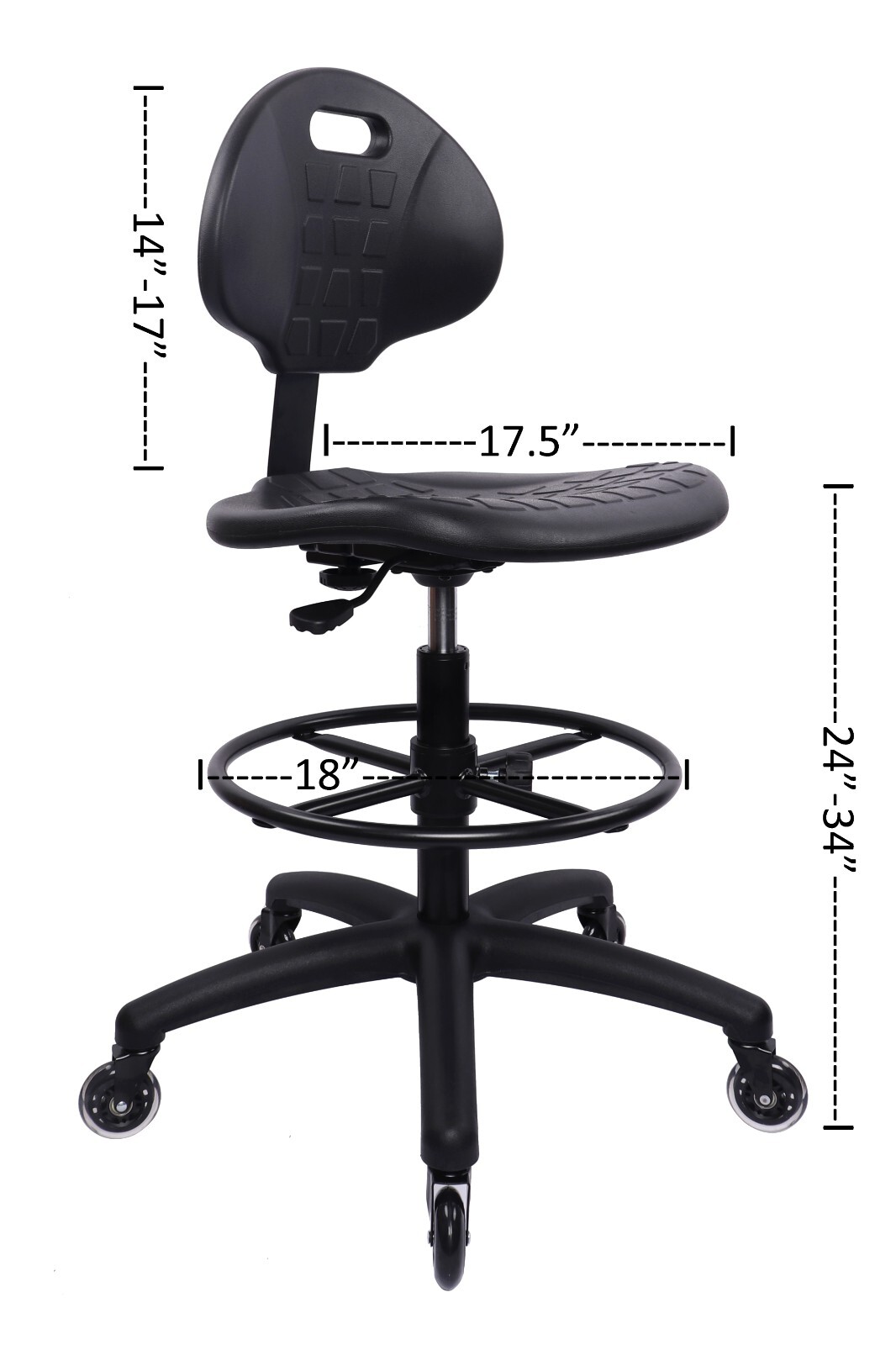 Deluxe Heavy Duty Drafting Lab Stool Chair,10'' Adjustable Height(Rubber)