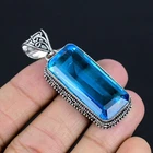 London Blue topaz Gemstone 925 Sterling Silver Handmade Vintage Pendant PN-722