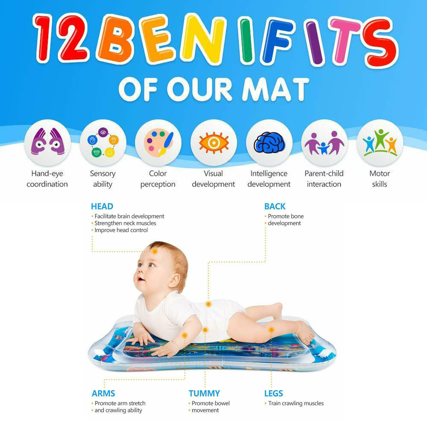 exora Tummy Time Mat Premium Baby Water Play Mat for Infants & Toddlers