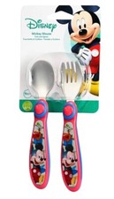 Tomy Disney Mickey Mouse Fork and Spoon Set, 9M , BPA Free, Stainless Steel