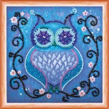 Mini Bead embroidery kit Blue Owl DIY Embroidery Kit beadwork pattern