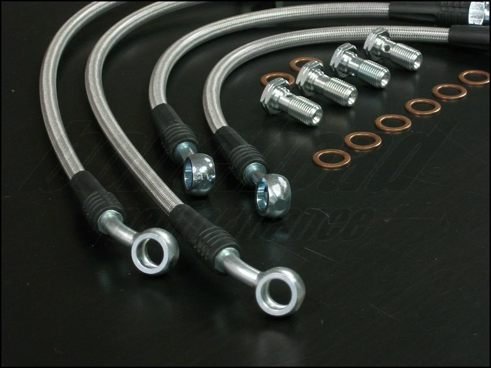 Linhas de freio trançadas de aço inoxidável Techna-Fit para 1995-1998 Nissan 240SX S14 - Imagem 3 de 4